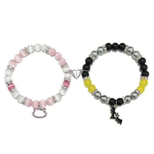 Kitty and Bat Bead Bracelet